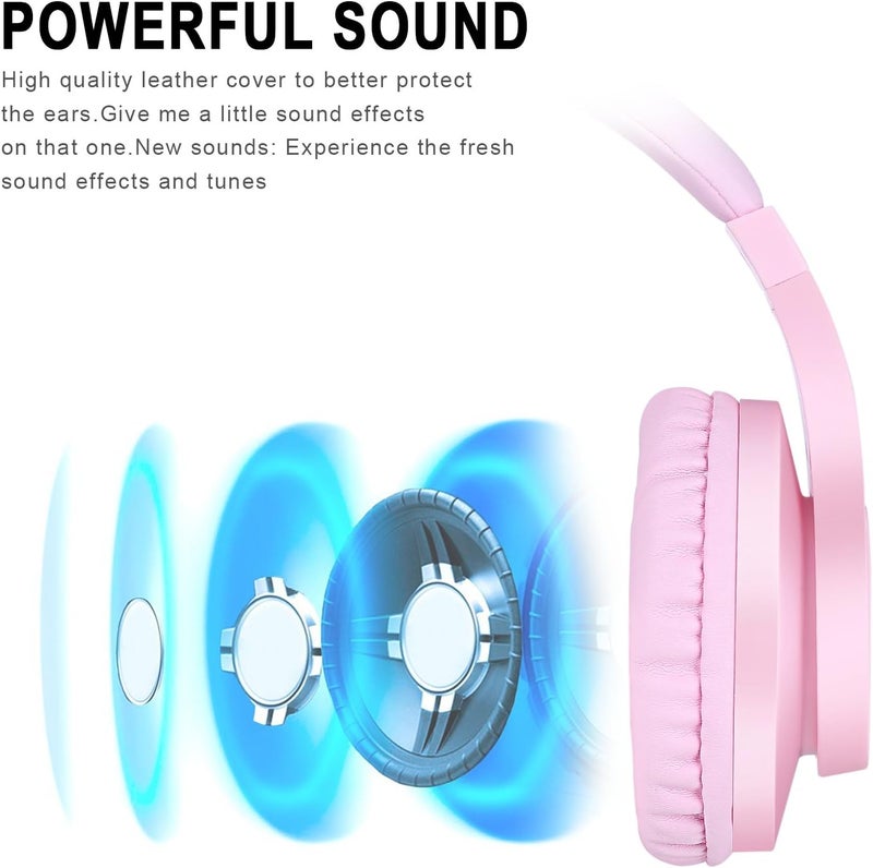 BlueFire Kids Headphones for Online School, Children, Teens, Boys, Girls, 3.5mm Stereo Over-Ear Gaming Headphone with Microphone and Volume Control for PS4, PS5, New Xbox One（Pink） - Image 3