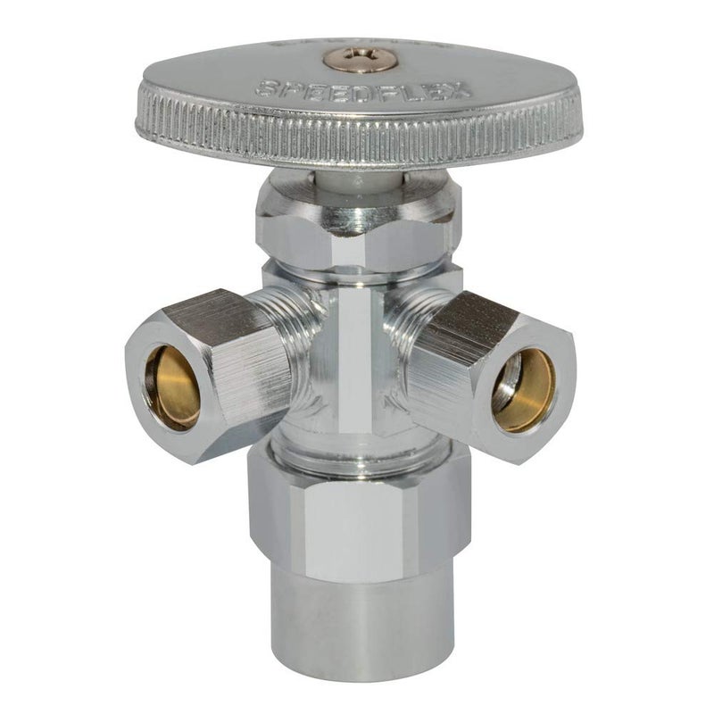 Eastman MultiTurn Dual Outlet 3Way ShutOff Valve 12 Inch CPVC x 38 Inch OD Compression Chrome Plated 04349LF