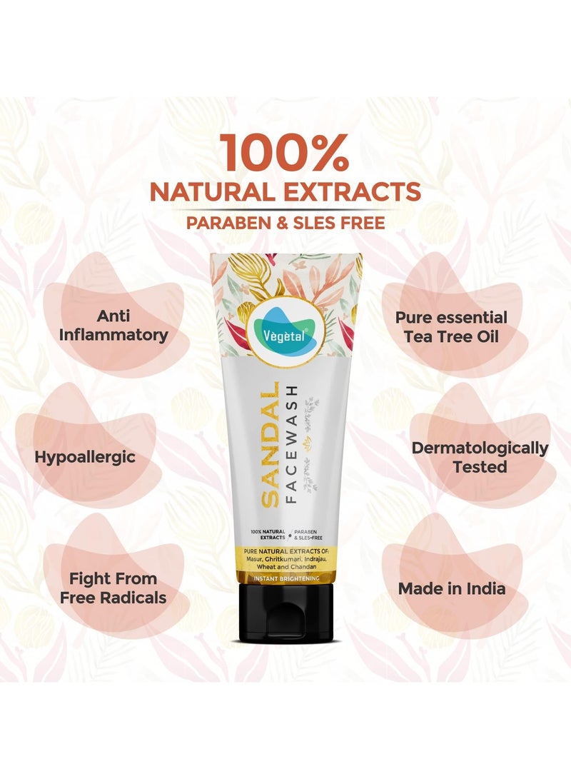 Vegetal Fairness Face Wash for All Skin Type with Sandal Wood Extract - 100g. - Image 2