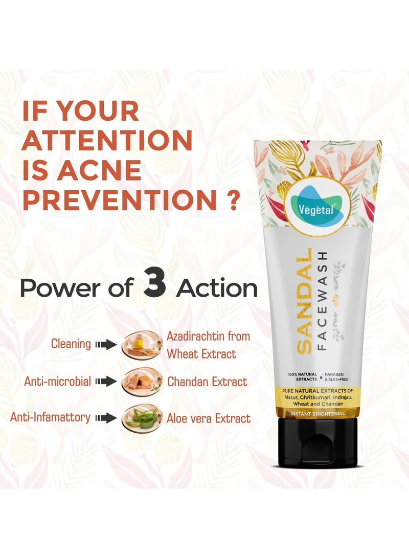 Vegetal Fairness Face Wash for All Skin Type with Sandal Wood Extract - 100g. - Image 3