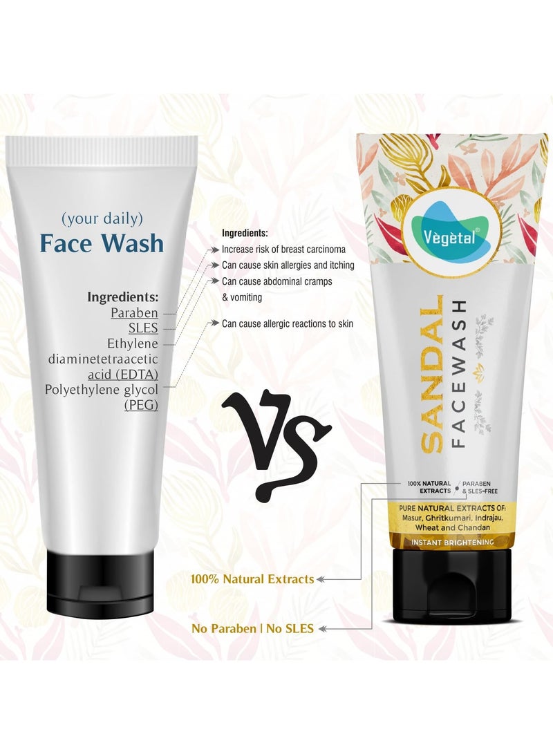 Vegetal Fairness Face Wash for All Skin Type with Sandal Wood Extract - 100g. - Image 5