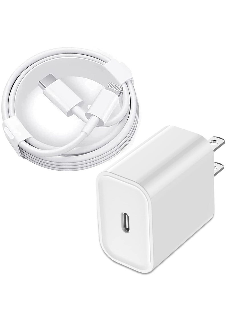 شاحن سريع معتمد من Apple MFi لجهاز iPhone 12/13: محول USB-C بقوة 20 واط مع كابل Lightning – متوافق مع iPhone 13 Pro Max و 12 و 11 و XS و XR و iPad - Image 1
