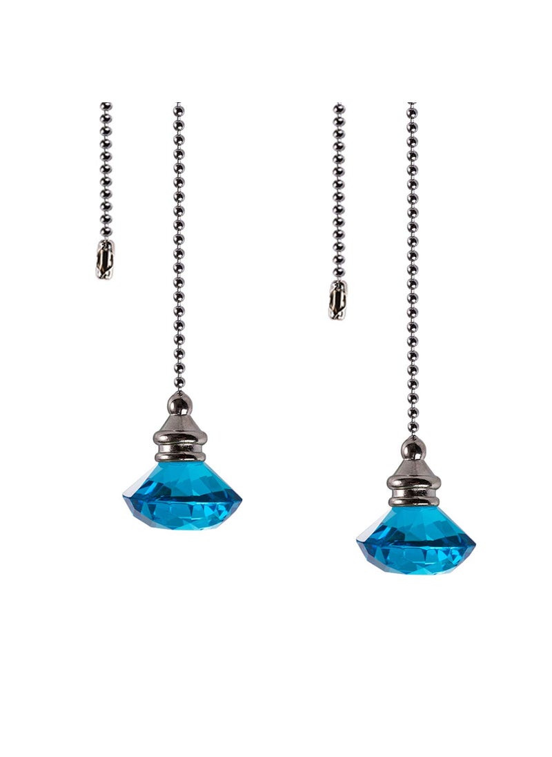 LONGSHENG LONGSHENG Ceiling Fan Pull Chain Set  2 pieces Light Blue Diamond Fan Pull Chains 20 Inch Ceiling Fan Chain Extender with Chain Connector Home Wedding Decor Ornament Pendant 