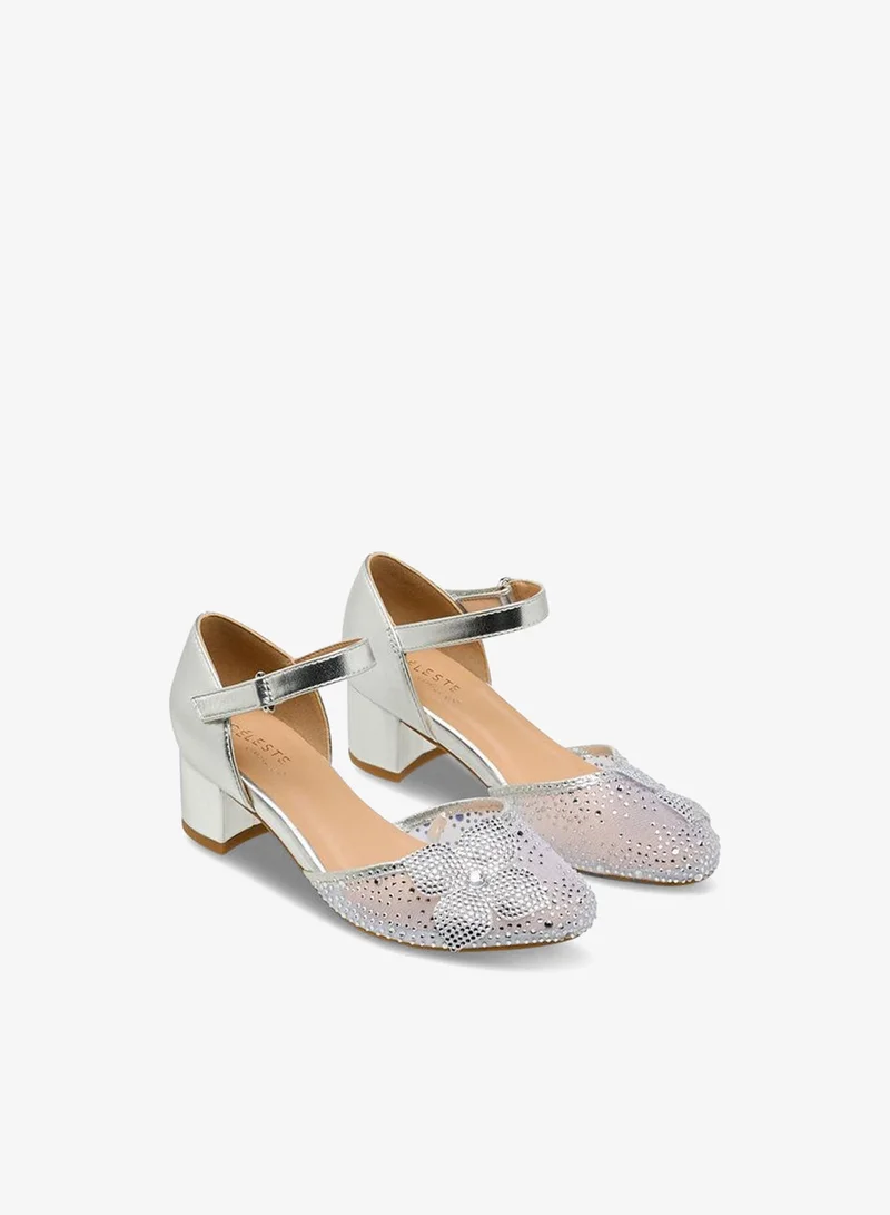 Celeste Girls Floral Embellished Block Heel Sandals Ramadan Collection