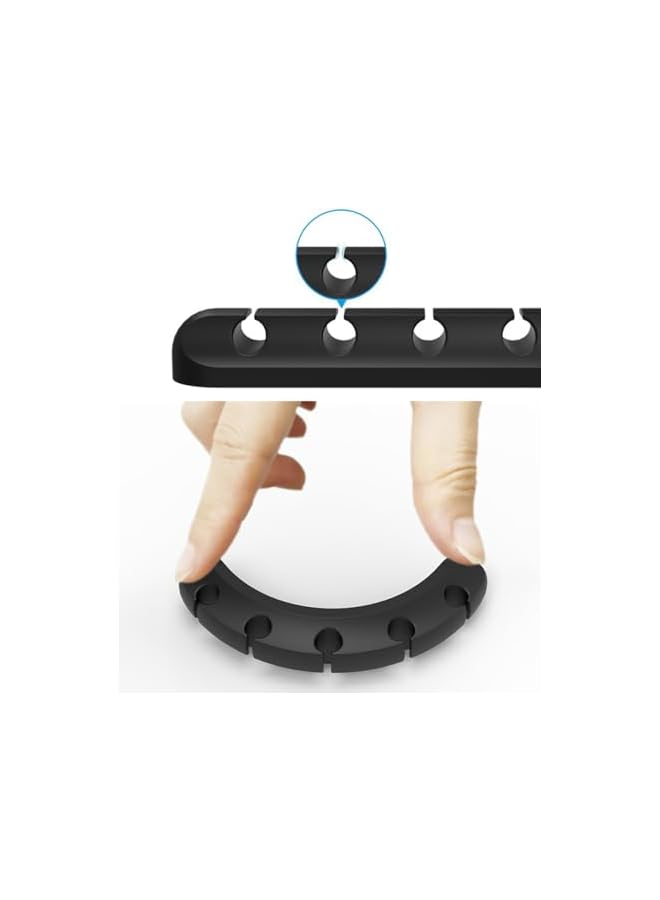 Green Tiger 2-Pack Cable Clips - Cord Organizer for Desk, Car, Home, and Office - 5 Slots, 3 Slots - Ideal Cable Management Solution (Black) - Image 4