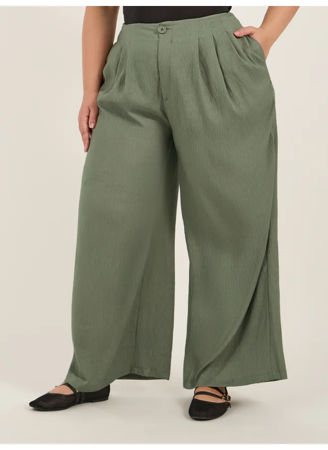 Styli Styli Plus Size Pleated Wide Leg Pants
