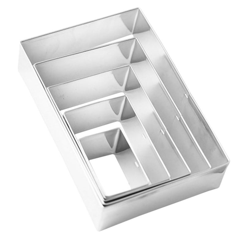 5 Piece Stainless Steel Rectangle Cookie Cutter Set For Baking Biscuits Cake Decorating - Image 2