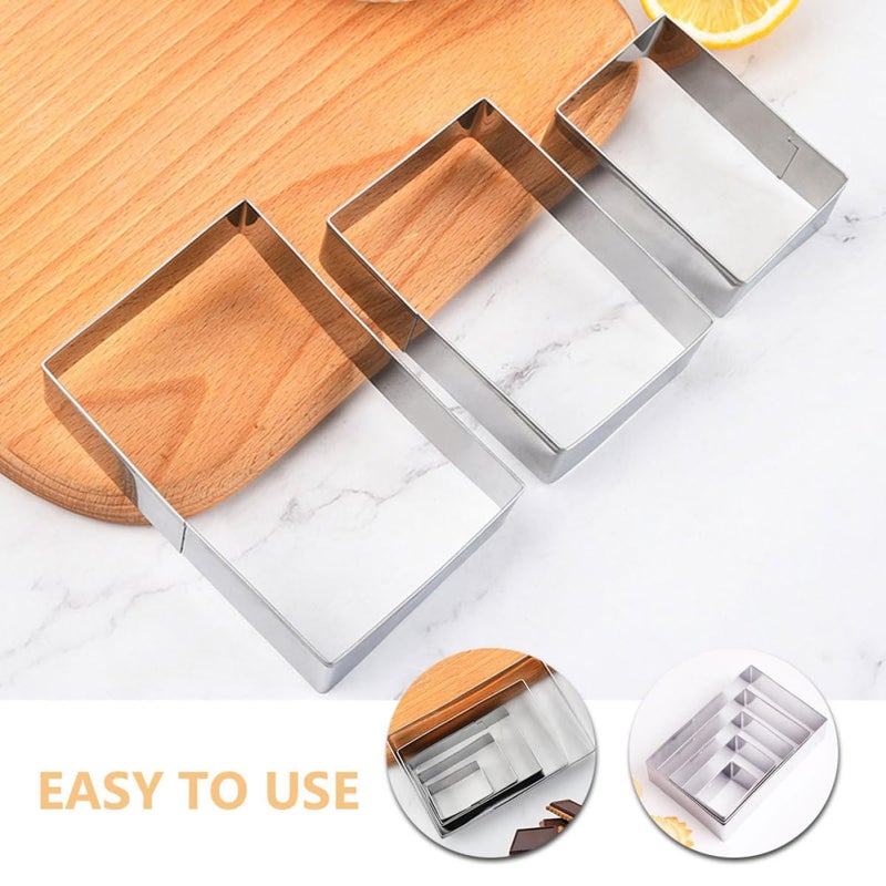 5 Piece Stainless Steel Rectangle Cookie Cutter Set For Baking Biscuits Cake Decorating - Image 4