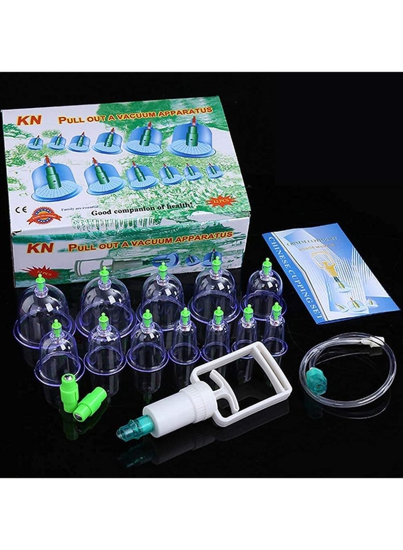 DubaiGallery 12 Cups Magnetic Massage Suction Cup Acupuncture Massage Cupping Therapy Set Thicken Ventosa Vacuum Cupping Massage Explosion-proof Cup Medical Health Care Body Slimming Vacuum Suction Cupping - Image 1