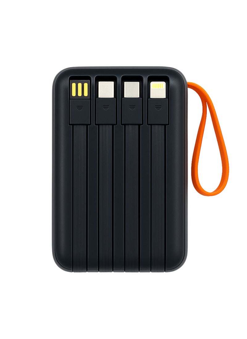 Foji - F1 Power Bank 10000mAh Battery - Dual LED Flashlight - 22.5W Fast Charging - 4-in-1 Built-in Cables - LED Display - Charger for iPhone, Samsung, and Huawei Inc. - Image 1