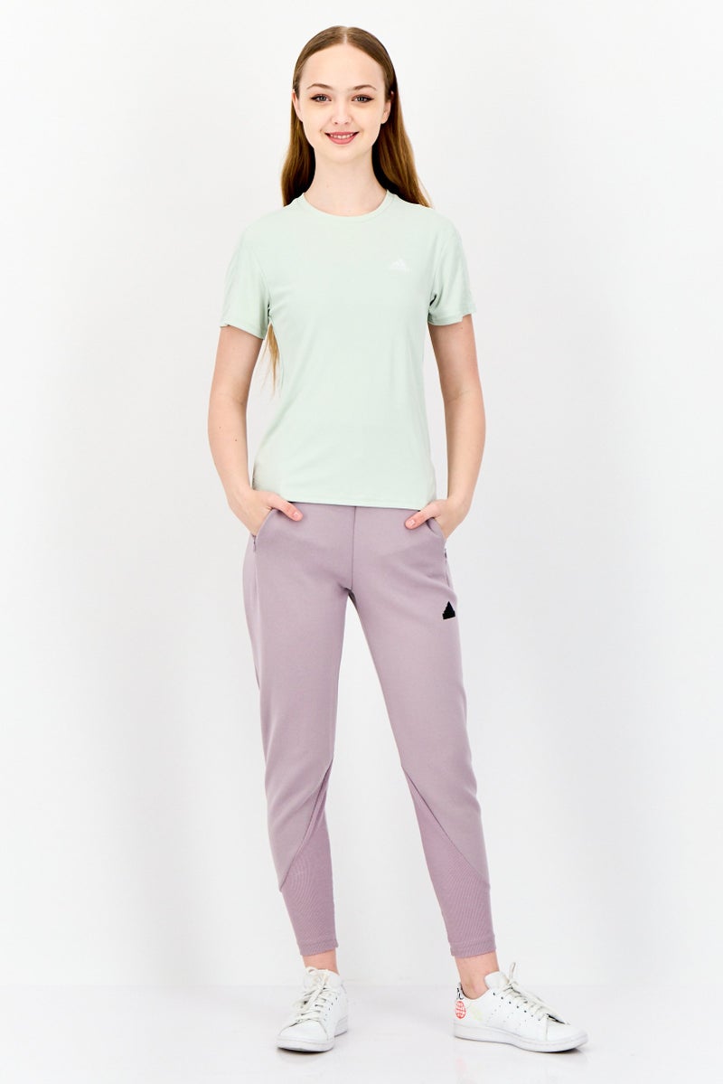 Adidas Women Sportswear Fit Short Sleeve Running Top, Light Green - Image 4