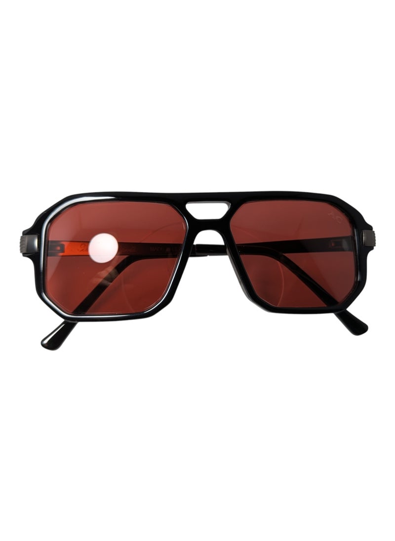 Armando Cavelli - Authentic Armando Cavalli sunglasses, crafted from carefully selected premium acetate for a luxurious look and longevity with extensive use. This model combines modernity and classic style, with a raw black acetate front and gunmetal -plated metal temples to complete your luxury look. Comes with premium polymer lenses offer UV400 protection in a burgundy. - Image 1