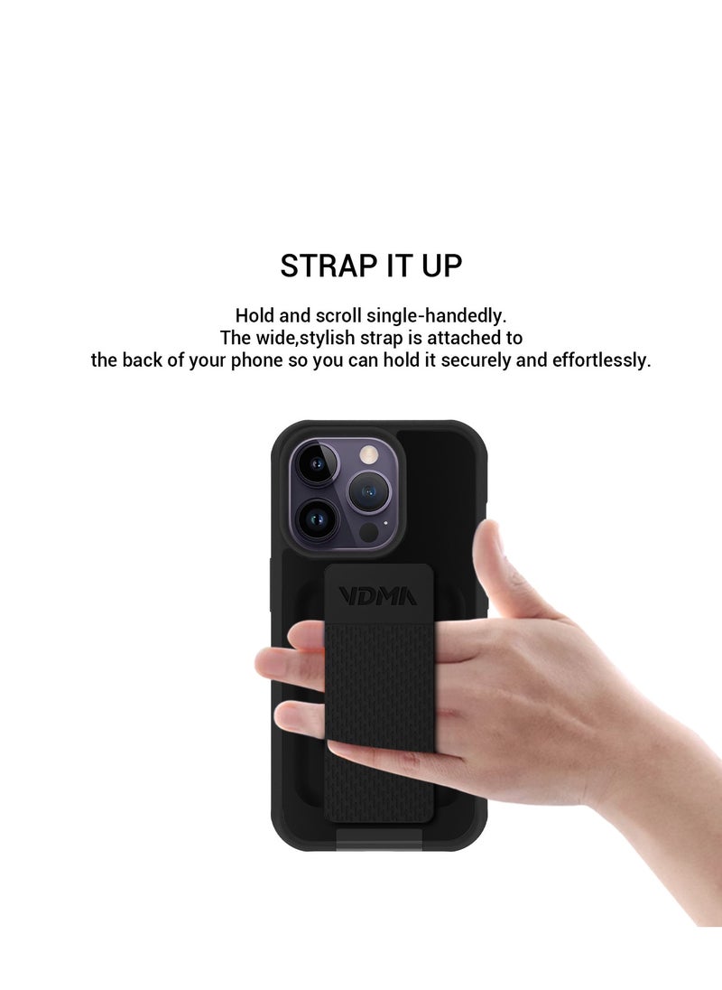 MARVN - iPhone 14 Pro Case by VDMA Special Case Compatible with iPhone 14 Pro - Black, Shockproof Design with Durable Hand Strap, Built-In Kickstand, Magnetic Compatibility, and Enhanced Drop Protection` - Image 1