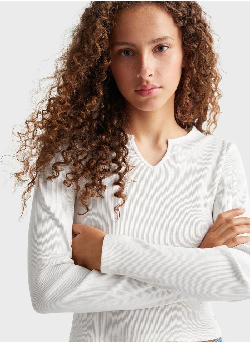 MANGO - Youth Essential Ribbed Top - Image 1