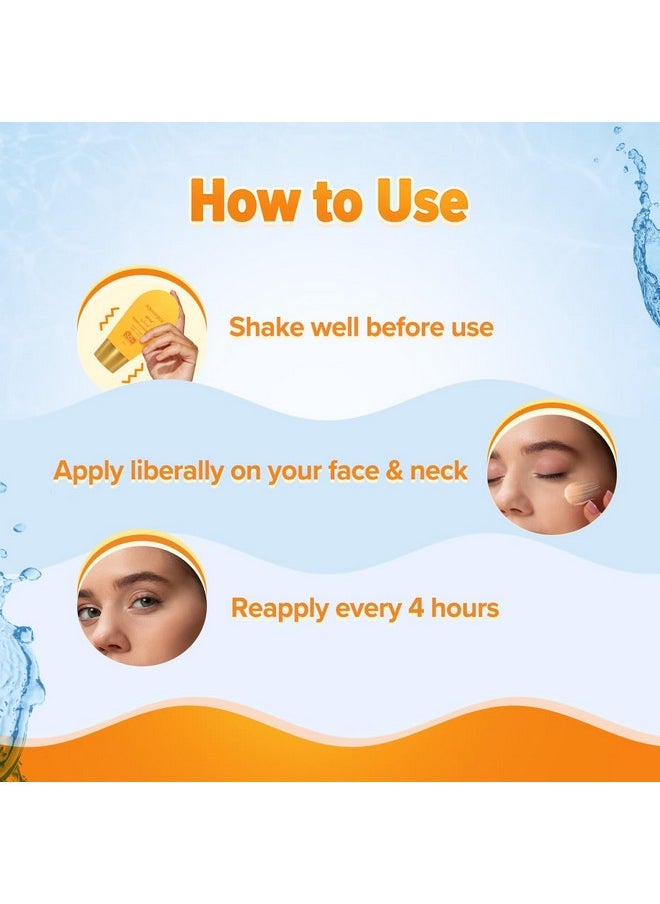 Aqualogica Glow+ Infused Tinted Sunscreen For All Skin Types Spf 50+ Pa++++ With Papaya & Vitamin C | Protection Against Uva/B | Universal Tint | For Glowing & Sun-Safe Skin | 50 Gm, Pack Of 1  - Image 3