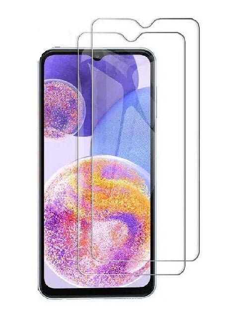 2 Pieces Tempered Glass Screen Protector Clear Designed For Samsung Galaxy A23 Full Screen Coverage And Bubble Free