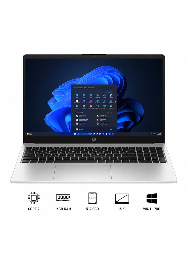 HP لابتوب 250R G10 (النسخة المطورة) بشاشة 15.6 بوصة بدقة Full HD (1920x1080)، مع معالج Core 7-150U/16GB RAM DDR5/512GB SSD/Windows 11 - Image 1