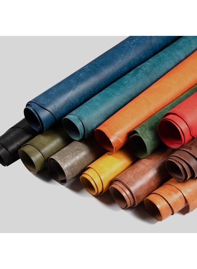 WUTA Vintage Veg-Tanned Cowhide Thick Leather Sheets 2.0-2.2MM Genuine Natural Vintage Textured Leather for Crafts Sewing Hobby Workshop, Golden Brown, Irregular 3 feet - Image 1
