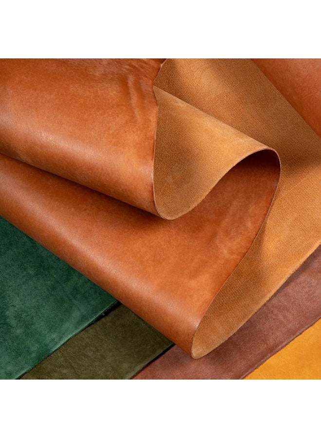 WUTA Vintage Veg-Tanned Cowhide Thick Leather Sheets 2.0-2.2MM Genuine Natural Vintage Textured Leather for Crafts Sewing Hobby Workshop, Golden Brown, Irregular 3 feet - Image 2