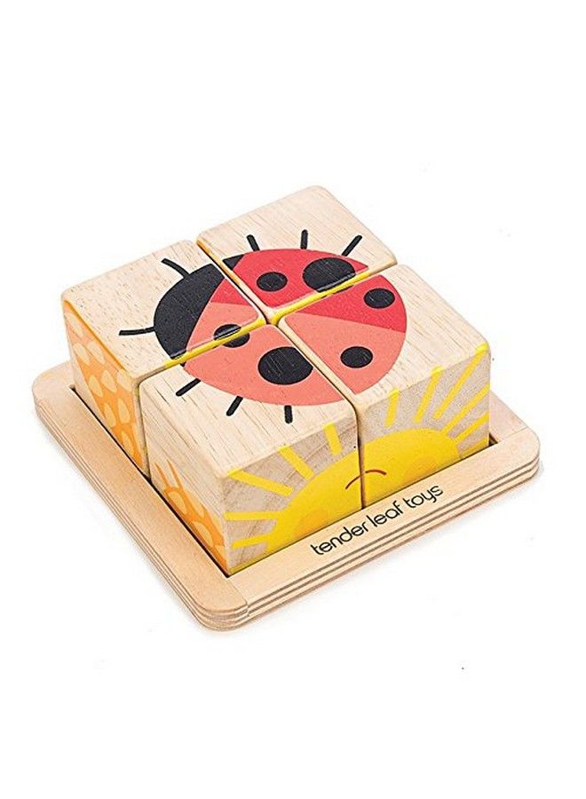 Tender Leaf Toys Baby Blocks 5 Pieces My First Wooden Jigsaw Puzzle With Storage Tray For Toddlers 18M+ - Image 1