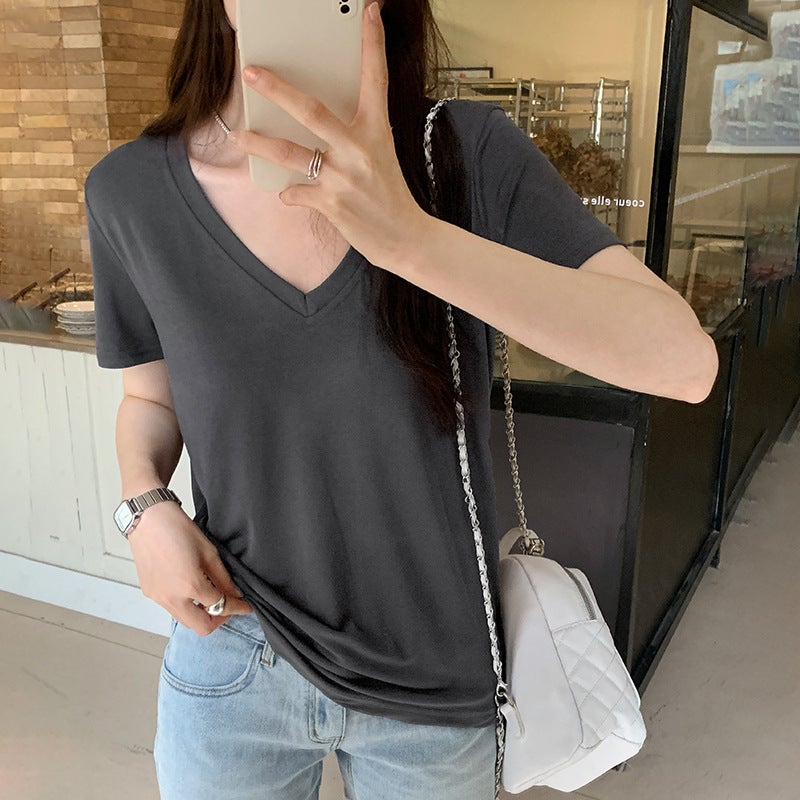 European Goods Design Sense Shoulder Short Sleeve T-Shirt Women'S Summer Explosions Loose Foreign Style Sweet And Spicy Small - Image 2