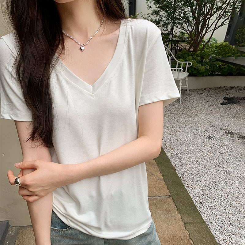 European Goods Design Sense Shoulder Short Sleeve T-Shirt Women'S Summer Explosions Loose Foreign Style Sweet And Spicy Small - Image 3