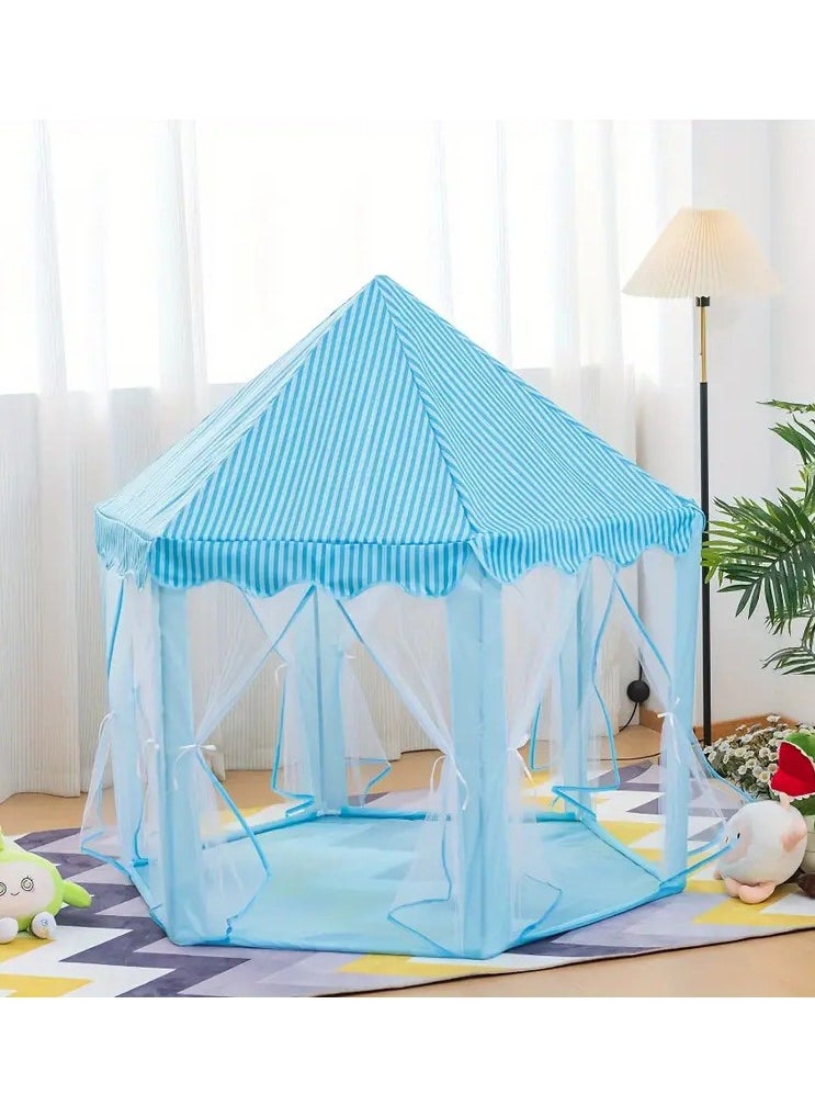 Generic Princess & Prince Castle Play Tent for Kids – Hexagon Design with Curtains & Mosquito Net – Foldable & Portable – Pink Magical Tent for Girls & Boys  - Image 4