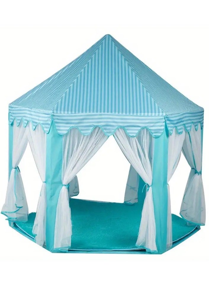 Generic Princess & Prince Castle Play Tent for Kids – Hexagon Design with Curtains & Mosquito Net – Foldable & Portable – Pink Magical Tent for Girls & Boys  - Image 2