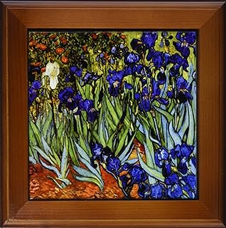 3DROSE 3dRose ft_48248_1 Van Gogh Irises Framed Tile, 8 by 8-Inch - Image 1