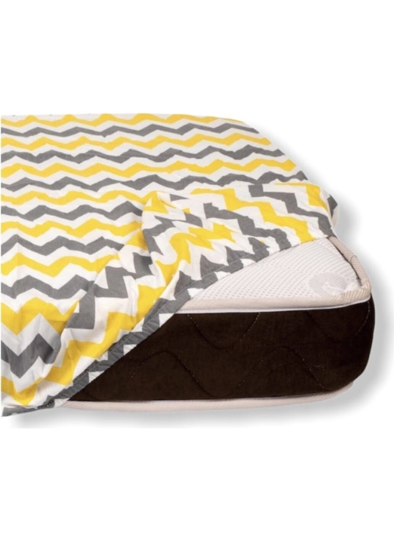 Bebek Özel Baby Special Cotton Baby and Kids Elastic Sheet with Zigzag Pattern 70 x 140 cm  - Image 2