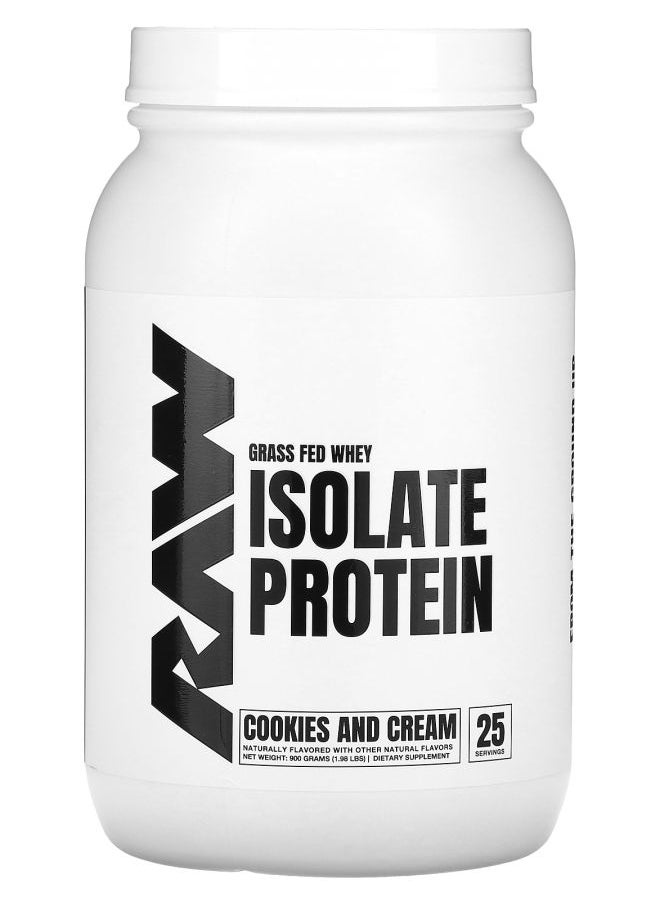 Raw Nutrition Grass Fed Whey Isolate Protein Cookies and Cream 1.98 lbs (900 g) 
