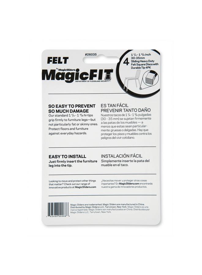 Magic Sliders Square Shape Rubber Felt Pad Set Clear 1.25 - 1.37Inch 26035 - Image 2