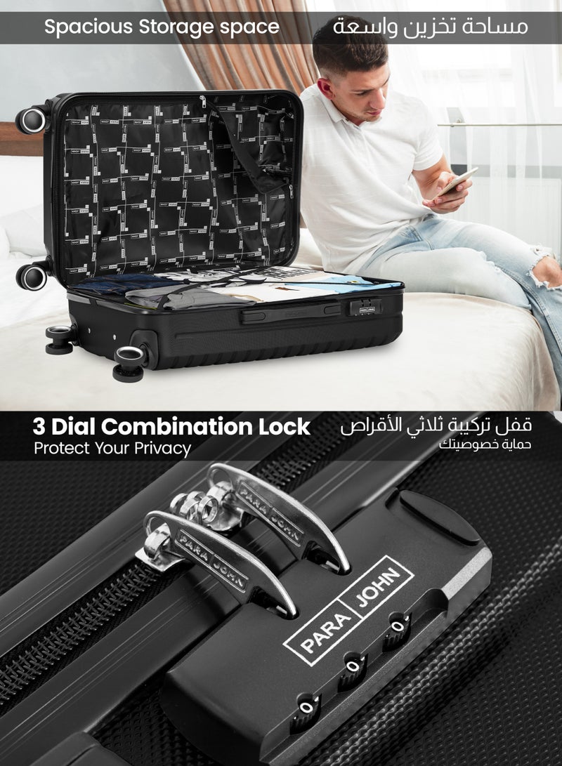 بارا جون حقيبة سفر بعجلات كبيرة  بوصة من مادة  خفيفة الوزن صلبة قابلة للدوران . كجم متينة بلون عنابي أو أسود - Image 3