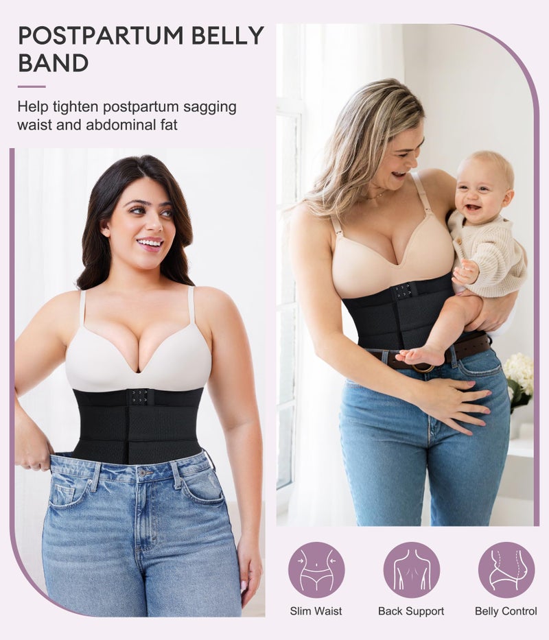 YERKOAD Waist Trainer for Women Plus Size Corset Shapewear Tummy Control Waist Cincher Postpartum Belly Band Wrap(4X Plus,Black) - Image 3