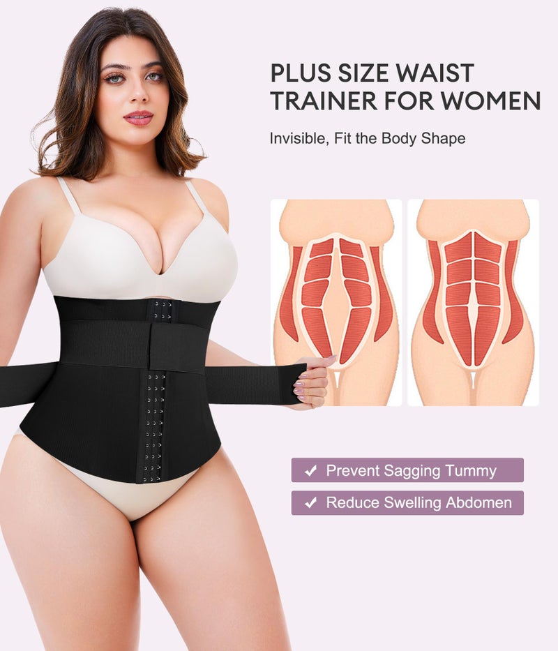 YERKOAD Waist Trainer for Women Plus Size Corset Shapewear Tummy Control Waist Cincher Postpartum Belly Band Wrap(4X Plus,Black) - Image 2