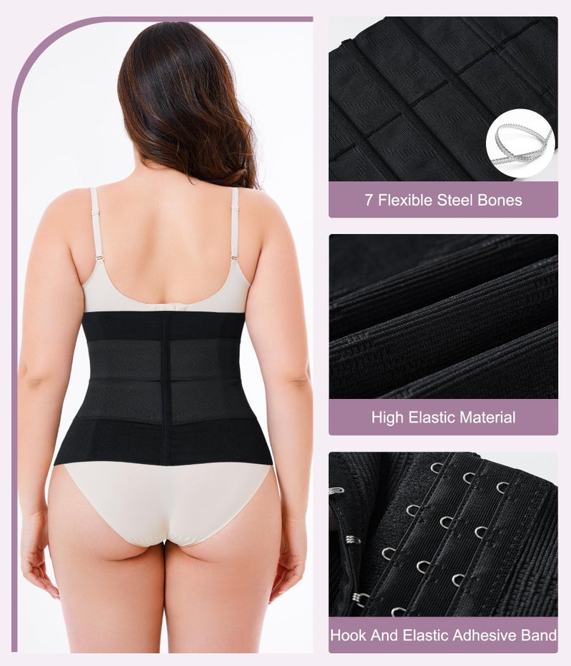 YERKOAD Waist Trainer for Women Plus Size Corset Shapewear Tummy Control Waist Cincher Postpartum Belly Band Wrap(4X Plus,Black) - Image 4