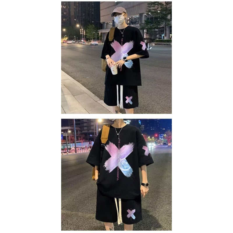 Sportswear Suit Men'S Summer Short-Sleeved Shirt Basketball Jersey Casual Shorts Two-Piece Set Korean Style Trend - Image 5