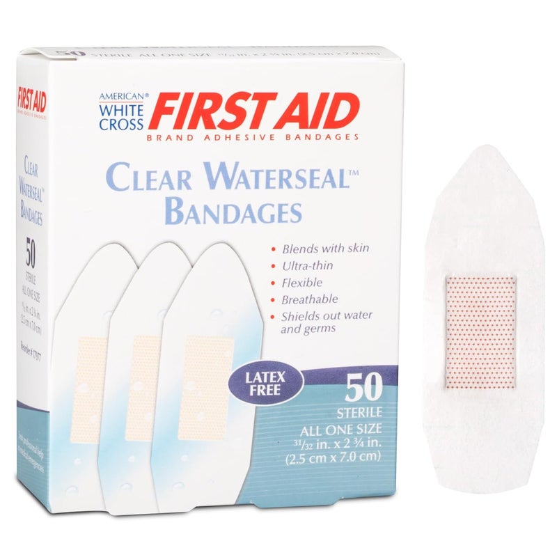 dukal 17977  Description  Waterseal Adhesive Strips  American White Cross Waterseal Adhesive Strips Sterile DUKAL Corporation  Box of 50 - Image 1