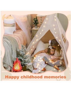 VUCATIN Kids Teepee Tent with Wooden Poles Kids Play Tent for Girls & Boys Natural Cotton Canvas Tent Playhouse Children Tent for Indoor Reading and Playtime - Not Include Mat (Black)  - Image 2