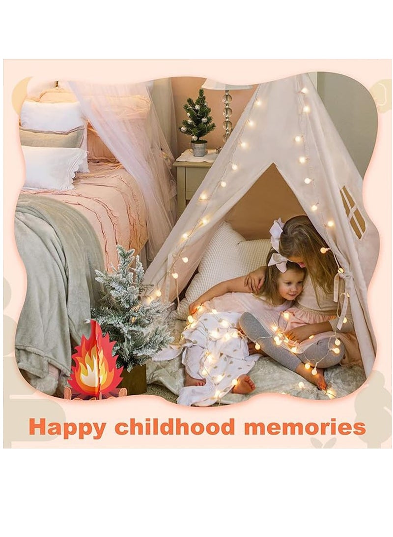 VUCATIN Kids Teepee Tent with Wooden Poles Kids Play Tent for Girls & Boys Natural Cotton Canvas Tent Playhouse Children Tent for Indoor Reading and Playtime - Not Include Mat (Black) - Image 2