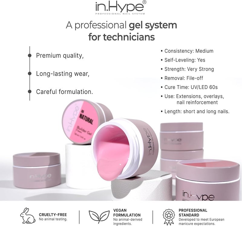 All need matching options IN.HYPE UV/LED Hard Builder Gel for Nail Extension/Strengthening Oats Nude #11 Custom sizing alternatives - Image 2