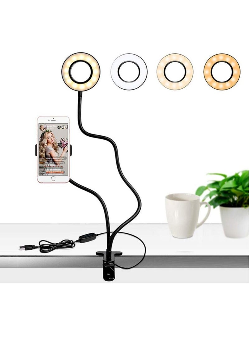 ELTRAZONE "Lazy Bracket Selfie Ring Light with Phone Holder – LED Circle Light, 360° Rotating Flexible Arms for Live Streaming, YouTube Videos, Vlogging, and Makeup"  - Image 4