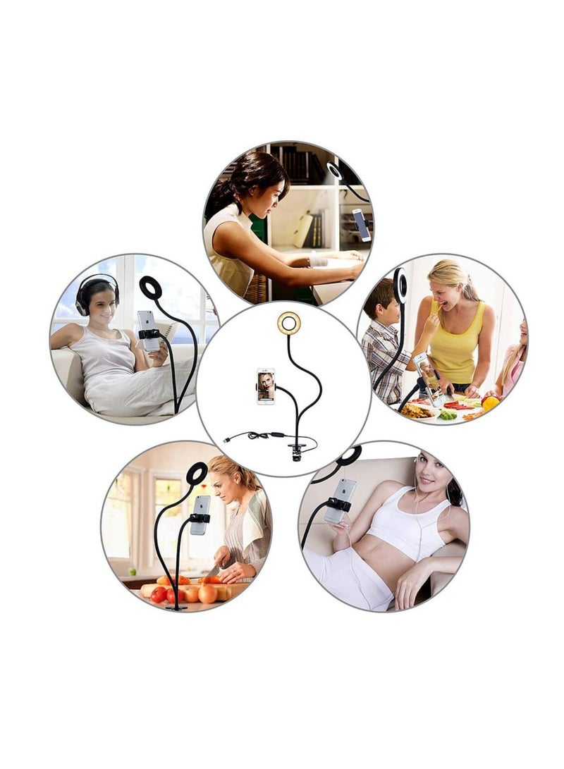ELTRAZONE "Lazy Bracket Selfie Ring Light with Phone Holder – LED Circle Light, 360° Rotating Flexible Arms for Live Streaming, YouTube Videos, Vlogging, and Makeup"  - Image 2