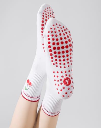 Yawlsow Pilates Grip Socks for Women Yoga Grippy Socks Cute Barre Non Skid Athletic Crew Sticky Sock Workout Hospital (US, Alpha, One Size, Regular, Regular, 3 Packs) - Image 5