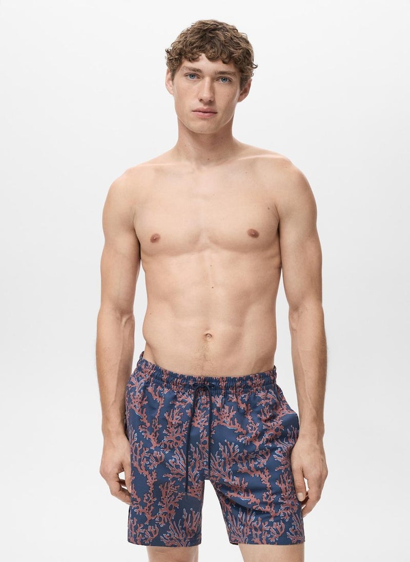 Mango Man Coral Print Swimming Trunks  - Image 1