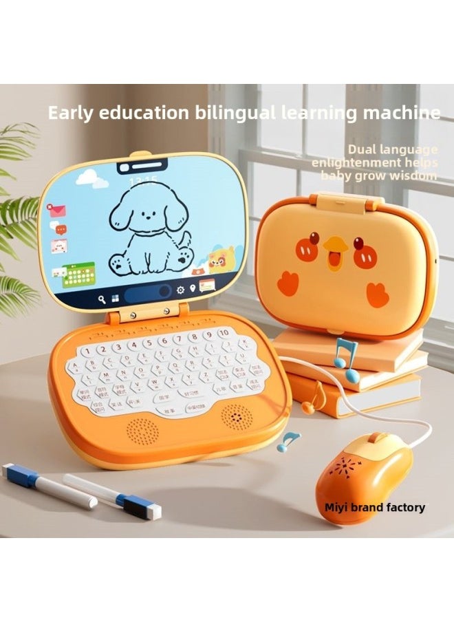 Children's Computer Toys Educational Early Education Machine Simulation Small Computer Baby Early Education Learning Point Reading Machine Learning Machine Model-Color:1 Upgraded Learning Machine + 1 Mouse + 2 Brushes + Learning Clock