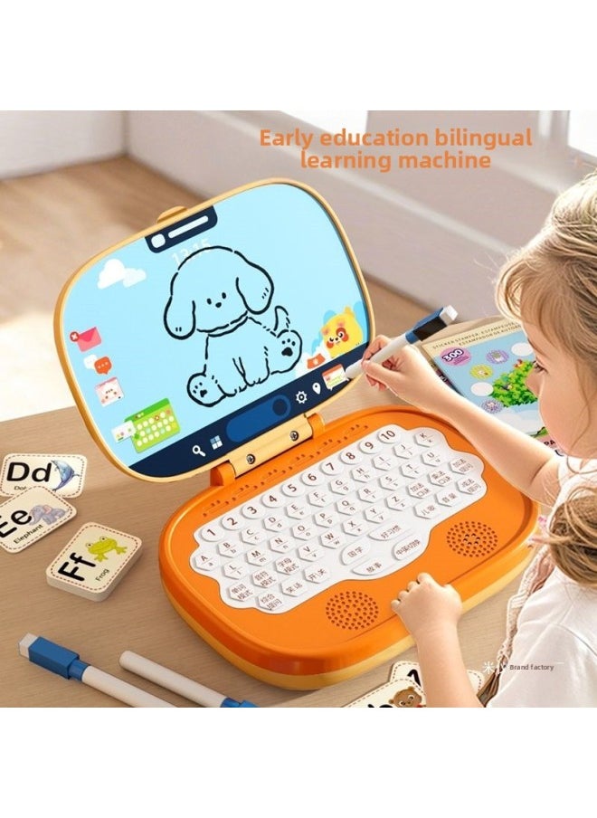 Children's Computer Toys Educational Early Education Machine Simulation Small Computer Baby Early Education Learning Point Reading Machine Learning Machine Model-Color:1 Upgraded Learning Machine + 1 Mouse + 2 Brushes + Learning Clock