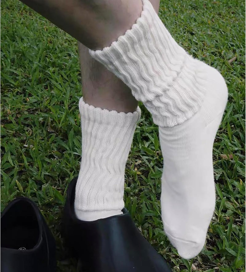 Solid color vertical stripe straight-leg bubble ankle socks - Image 3