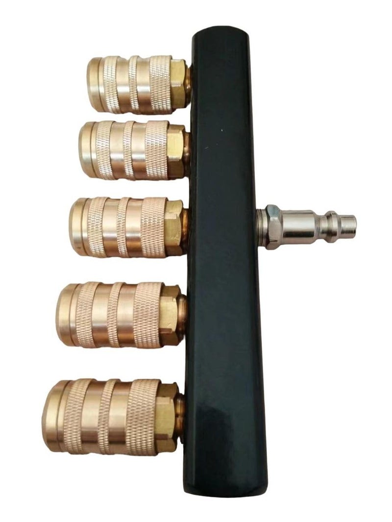 Zeluga 22-140 5-Way Industrial Style Bar Air Manifold with Brass 5 Coupler - Image 2