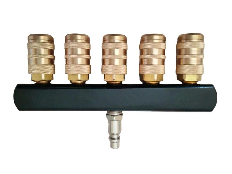 Zeluga 22-140 5-Way Industrial Style Bar Air Manifold with Brass 5 Coupler - Image 1